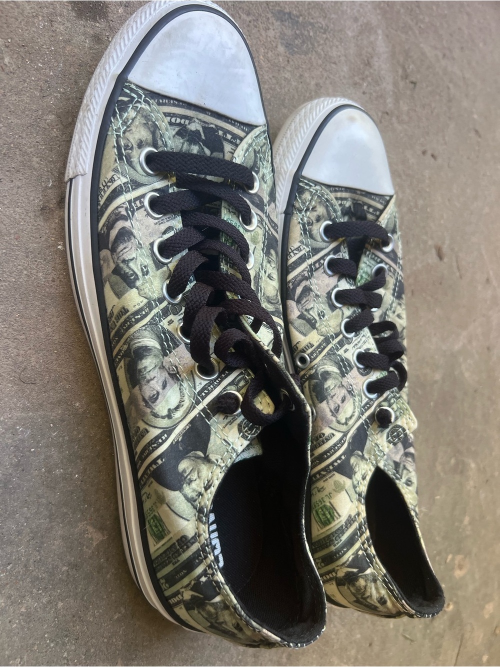 Converse Men's Canvas Sneakers with Money Print - Black Laces